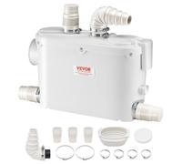 VEVOR Pompe Macératrice 500 W Pompe de Relevage Eaux Usées 6600 L/h Hauteur Manométrique 8 m 3 Entrées d'Eau pour Toilette Sous-sol Cuisine Évier Douche Baignoire Buanderie Machine à Rincer Eaux Usées
