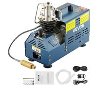 VEVOR Pompe PCP électrique 300 BAR 30 MPa 4500 PSI Compresseur d'air haute pression 1800W Pompe à air haute pression 37x18x40 cm Arrêt manuel, Séparateur d'eau et d'huile pour réservoir de plongée