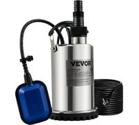 VEVOR Pompe Relevage Eaux Usées 550 W 158 L/min Pompe Évacuation Immergée pour Pomper Piscine Cave Zones Inondées, Hauteur Manométrique 7,5 m, Boitier Acier Inoxydable, avec Adaptateur de Décharge
