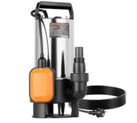 VEVOR Pompe Submersible Eaux Usées 710 W Pompe Puisard Acier Inox, 20000 L/h avec Interrupteur Flotteur Automatique, Hauteur Refoulement 9 m Évacuation Eaux Usées pour Piscines, Étangs, Zones Inondées