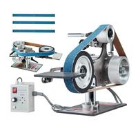 VEVOR Ponceuse à bande, 762x25,4 mm, polisseuse à bande vitesse variable avec VFD, rectifieuse de polissage 550 W, 2 moules de meulage, 3 bandes abrasives pour travail métaux, fabrication de couteaux