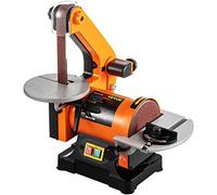 VEVOR Ponceuse à Bande et à Disque 250W/230V Machine à Polir Ponceuse Électrique 25,4x760 mm Ceinture Touret à Meuler et Ponceuse 2980tr/min Meuleuse d'Angle pour Lisser et Ébavurer les Bords Dentelés