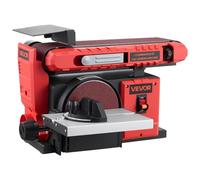 VEVOR Ponceuse à Bande et à Disque 400 W Bande Abrasive Réglable 101,6 x 914,4 mm Disque de Ponçage 152,4 mm Table de Travail Réglable 0-45° avec Port de Poussières pour Travail du Bois et Bricolage