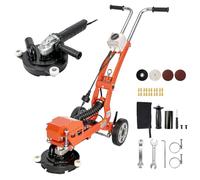 VEVOR Ponceuse à Béton Électrique 1400 W 3700 tr/min, Surfaceuse de Sol | pour Marbre, Pierre, Sol Époxy, Poignée Réglable, Disque de Ponçage 18 cm, Raccord Aspirateur, Double Contrôle Débris, Orange