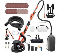 VEVOR Ponceuse Girafe 1150 W Ponceuse Mur et Plafond avec Aspirateur pour Plaques Plâtre Cloisons Sèches Plaquiste, 800-1700 tr/min, Éclairage LED, Poignée Télescopique Pliable, 15 Disques de Ponçage