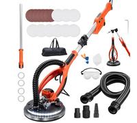 VEVOR Ponceuse Girafe 950 W Ponceuse Mur et Plafond Tuyau d'Aspiration pour Plaques Plâtre Cloisons Sèches Plaquiste, 1000-2300 tr/min, Éclairage LED, Poignée Télescopique Pliable, 15 Disques Ponçage