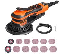 VEVOR Ponceuse orbitale aléatoire, 127 et 152 mm, ponceuse excentrique électrique sans balais, 350 W, 6 vitesses variables, 20 papiers de verre, connecteur anti-poussière, tuyau, pour ponçage du bois