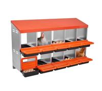 VEVOR Pondoir à Poules, 10 Compartiments, Nichoir en Métal 2 Niveaux, avec Plateau Incliné, Couvercles de Protection, Espace de Ponte Spacieux, pour Différentes Races de Poules, Canards, Volailles