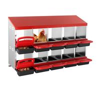VEVOR Pondoir à Poules, 10 Compartiments, Nichoirs Inclinés en Métal, 1320x525x790 mm, Stable et Résistant à la Corrosion, avec Trous Inférieurs, Plate-forme de Repos, pour Différentes Races de Poules