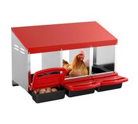 VEVOR Pondoir à Poules, 3 Compartiments, Nichoirs Inclinés en Métal, 796x525x475 mm, Stable et Résistant à la Corrosion, avec Trous Inférieurs, Plate-Forme de Repos, pour Différentes Races de Poules