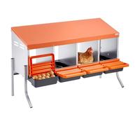 VEVOR Pondoir à Poules 4 Compartiments Nichoir à Poule en Acier Galvanisé et Plastique Haute Résistance pour Différentes Races de Poules, avec Pieds de Support Espace Ponte Spacieux, 106x52,5x67,5 cm