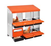 VEVOR Pondoir à Poules, 6 Compartiments, Nichoirs Inclinés en Métal, 796x525x790 mm, Stable et Résistant à la Corrosion, avec Trous Inférieurs, Plate-forme de Repos, pour Différentes Races de Poules
