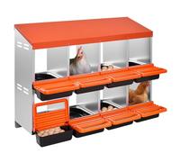 VEVOR Pondoir à Poules, 8 Compartiments, Nichoir en Métal à 2 Niveaux, avec Plateau Incliné, Couvercles de Protection, Espace de Ponte Spacieux, pour Différentes Races de Poules, Canards, Volailles