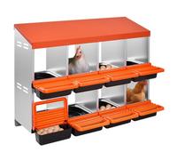 VEVOR Pondoir à Poules, 8 Compartiments, Nichoir en Métal à 2 Niveaux, avec Plateau Incliné, Couvercles de Protection, Espace de Ponte Spacieux, pour Différentes Races de Poules, Canards, Volailles