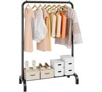 VEVOR Portant à Vêtements 101x40x151 cm Porte-Manteau avec Étagères à Chaussures 1 Tringle Penderie à Vêtements en Acier au Carbone Stable pour Rangement Présentation Buanderie Chambre à Coucher Noir