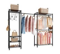 VEVOR Portant à Vêtements Autoportant, Portemanteau avec Cadre en Acier, Penderie à Vêtements avec Capacité de Charge de 363 kg, avec Tringles, pour Rangement, Chambre, Couloir, Magasin, Noir