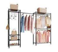 VEVOR Portant à Vêtements Autoportant, Portemanteau avec Cadre en Acier, Penderie à Vêtements avec Capacité de Charge de 363 kg, avec Tringles, pour Rangement, Chambre, Couloir, Magasin, Noir