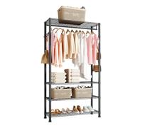 VEVOR Portant à Vêtements avec 4 Étagères Réglables, Porte-manteau en Acier au Carbone, Penderie à Vêtements Capacité de Charge 227 kg, avec 1 Tringle, pour Rangement, Chambre et Magasin, Noir