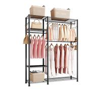 VEVOR Portant à Vêtements avec 6 Étagères Réglables, Portemanteau avec Cadre en Acier, Penderie à Vêtements Capacité de Charge 363 kg, avec 3 Tringles, pour Rangement, Chambre et Magasin, Noir