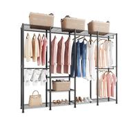 VEVOR Portant à Vêtements avec Étagères Réglables, Portemanteau avec Cadre en Acier, Penderie à Vêtements Capacité de Charge 499 kg, avec 4 Tringles, pour Rangement, Chambre et Magasin, Noir