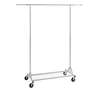 VEVOR Portant à Vêtements Mobile Porte-Manteau avec Roulettes 1 Étagère 1 Tringle Extensible 128-187 cm Hauteur 145-188 cm Penderie à Vêtements en Acier Charge 204 kg pour Rangement Chambre à Coucher