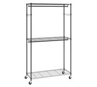 VEVOR Portant à Vêtements Mobile Porte-Manteau avec Roulettes 2 Tringles 3 Étagères 2 Supports Latéraux Penderie à Vêtements en Acier Charge 182 kg Vestiaire Mobile pour Rangement Chambre à Coucher