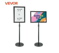 VEVOR Porte-Affiche 420 x 297 mm Présentoir sur Pied Rotation à 360° Hauteur Réglable 850-1357 mm Panneau d'Affichage en Alu avec Base Lestée et Feuille PVC pour Menu Information Mariage Restaurant 11