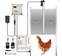 VEVOR Porte automatique pour poules Alliage d'aluminium/ABS Porte pour poules avec curseur 66W Portier pour poules 30x30cm Porte Ouvre-poulailler avec capteur de lumière Temporisation Idéal pour l'ext