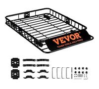 VEVOR Porte-Bagage pour Voiture 1175×915×114 mm Charge 90,7 kg Panier de Toit en Acier Galerie de Toit Universelle Aérodynamique pour Transporter Vélos Skis Matériels de Camping SUV Véhicules Voyage