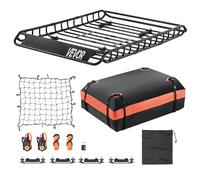 VEVOR Porte-bagage pour voiture, 1300 x 910 x 105 mm, panier de toit universel en acier allié avec sac de chargement de 1120 x 870 x 260 mm, filet et sangles à cliquet, charge 90,7 kg, pour SUV Camion