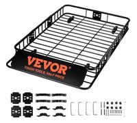 VEVOR Porte-Bagage pour Voiture 1630×990×152 mm Extensible 90,7 kg Panier de Toit en Acier Galerie de Toit Universelle Aérodynamique pour Transporter Vélos Matériels de Camping SUV Véhicules Voyage
