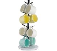 VEVOR Porte-boissons (arbre), Porte-tasses à café avec 8 crochets de comptoir, acier carbone, bar à café, cuisine, maison, rangement, porte-boissons (noir mat)