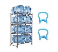 VEVOR Porte-bouteilles d'eau à 4 niveaux, porte-bouteilles de 5 gallons, porte-bouteilles à double rangée pour 8 bouteilles, porte-bouteilles d'eau robuste pour cuisine, bureau, salon, noir