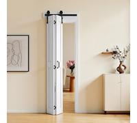 VEVOR Porte Coulissante Intérieure 60,9x213,4 cm, Porte de Grange Pliante en MDF Quincaillerie Incluse, pour Séparation de Pièce Chambre Salon Placard, Compacte, Cadre en H, Assemblage Requis, Blanche