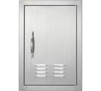 VEVOR Porte d'accès au barbecue, 356 x 508 mm, Porte simple pour cuisine extérieure, Porte en acier inoxydable montée à fleur, Porte murale verticale avec poignée et fentes d'aération, pour îlot de ba