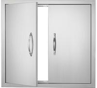 VEVOR Porte d'accès au barbecue, 660 x 609 mm, Double porte de cuisine extérieure, Porte en acier inoxydable montée à fleur, Porte murale verticale avec poignées, pour îlot de barbecue, station de bar