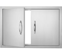 VEVOR Porte d'accès au barbecue, 711 x 482 mm, Double porte de cuisine extérieure, Porte en acier inoxydable montée à fleur, Porte murale verticale avec poignées, pour îlot de barbecue, station de bar