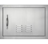 VEVOR Porte d'accès au gril, 508 x 356 mm, Porte simple pour cuisine extérieure, Porte en acier inoxydable montée à fleur, Porte murale verticale avec poignée et fentes d'aération, pour îlot de gril,