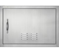 VEVOR Porte d'accès au gril, 610 x 432 mm, Porte simple pour cuisine extérieure, Porte en acier inoxydable montée à fleur, Porte murale verticale avec poignée et fentes d'aération, pour îlot de gril, 