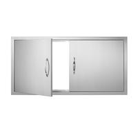 VEVOR Porte d'Accès pour Barbecue, Double Porte de Cuisine Extérieure 106,7x53,4 cm, Porte Encastrée en Acier Inoxydable avec Poignée, pour Îlot de Barbecue, Station de Grillades, Placard Extérieure