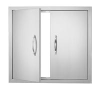 VEVOR Porte d'Accès pour Barbecue, Double Porte de Cuisine Extérieure 66x60,9 cm, Porte Encastrée en Acier Inoxydable avec Poignée, pour Îlot de Barbecue, Station de Grillades, Placard Extérieure