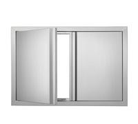 VEVOR Porte d'Accès pour Barbecue, Double Porte de Cuisine Extérieure 710x482x45 mm, Porte Encastrée en INOX, avec Poignée Encastrée, pour Îlot de Barbecue, Station de Grillades, Placard Extérieure