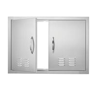 VEVOR Porte d'Accès pour Barbecue, Double Porte de Cuisine Extérieure 762x533x46 mm, Porte Encastrée en Acier Inoxydable, avec Poignées et Évents, pour Îlot de Barbecue, Placard Extérieure, Jardin