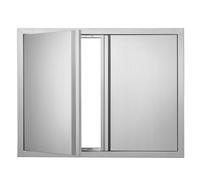 VEVOR Porte d'Accès pour Barbecue, Double Porte de Cuisine Extérieure 787x609x45 mm, Porte Encastrée en Inox, avec Poignée Encastrée, pour Îlot de Barbecue, Station de Grillades, Placard Extérieure