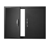 VEVOR Porte d'Accès pour Barbecue, Double Porte de Cuisine Extérieure 788x610x46 mm, Porte Encastrée Plaque Froide, avec Poignées, pour Îlot de Barbecue Noir (Inox + Produit Pulvérisé à l'Huile)