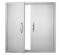 VEVOR Porte d'Accès pour Barbecue, Double Porte de Cuisine Extérieure 790x790x46 mm, Porte Encastrée en Acier Inoxydable, avec Poignées, pour Îlot de Barbecue, Placard Extérieure, Jardin, Argenté