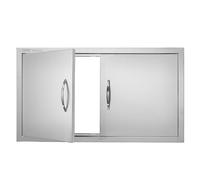 VEVOR Porte d'Accès pour Barbecue, Double Porte de Cuisine Extérieure 863x482x46 mm, Porte Encastrée en Acier Inoxydable, avec Poignées, pour Îlot de Barbecue, Placard Extérieure, Jardin, Argenté