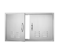 VEVOR Porte d'Accès pour Barbecue, Double Porte de Cuisine Extérieure 91,4x53,4 cm, Porte Encastrée en Inox, avec Poignée et Aérations, pour Îlot de Barbecue, Station de Grillades, Placard Extérieure