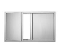 VEVOR Porte d'Accès pour Barbecue, Double Porte de Cuisine Extérieure 914x534x45 mm, Porte Encastrée en Inox, avec Poignée Encastrée, pour Îlot de Barbecue, Station de Grillades, Placard Extérieure