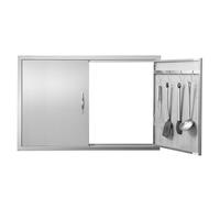 VEVOR Porte d'Accès pour Barbecue, Double Porte de Cuisine Extérieure de 99x66 cm, Porte Encastrée en Inox, avec Poignée et Crochets, pour Îlot de Barbecue, Station de Grillades, Placard Extérieure